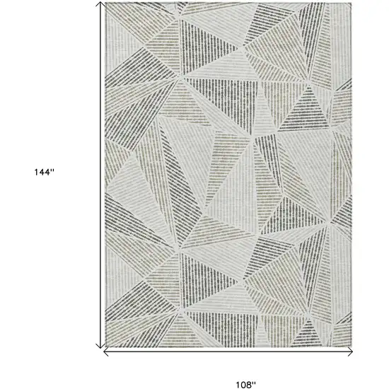 Taupe Brown And Beige Geometric Washable Indoor Outdoor Area Rug Photo 3