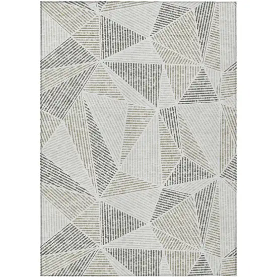 Taupe Brown And Beige Geometric Washable Indoor Outdoor Area Rug Photo 2