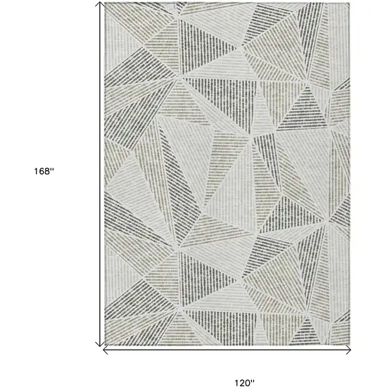 Taupe Brown And Beige Geometric Washable Indoor Outdoor Area Rug Photo 3