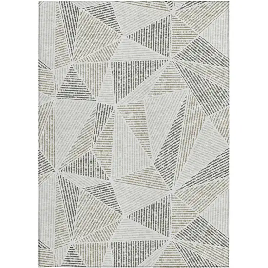 Taupe Brown And Beige Geometric Washable Indoor Outdoor Area Rug Photo 6