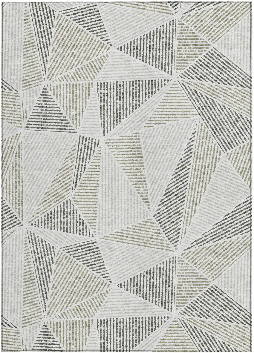 Taupe Brown And Beige Geometric Washable Indoor Outdoor Area Rug Photo 6