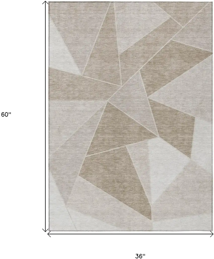Taupe Brown And Beige Geometric Washable Indoor Outdoor Area Rug Photo 3
