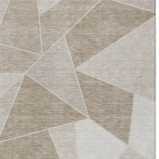 Taupe Brown And Beige Geometric Washable Indoor Outdoor Area Rug Photo 6