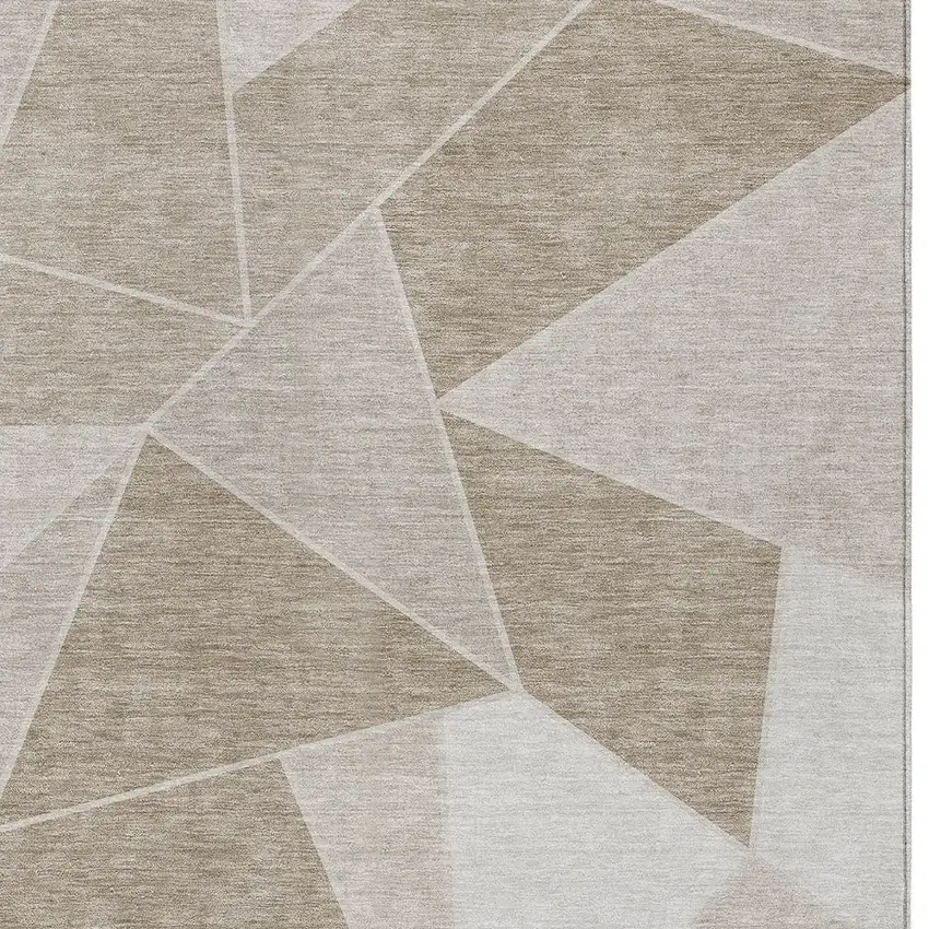 Taupe Brown And Beige Geometric Washable Indoor Outdoor Area Rug Photo 6