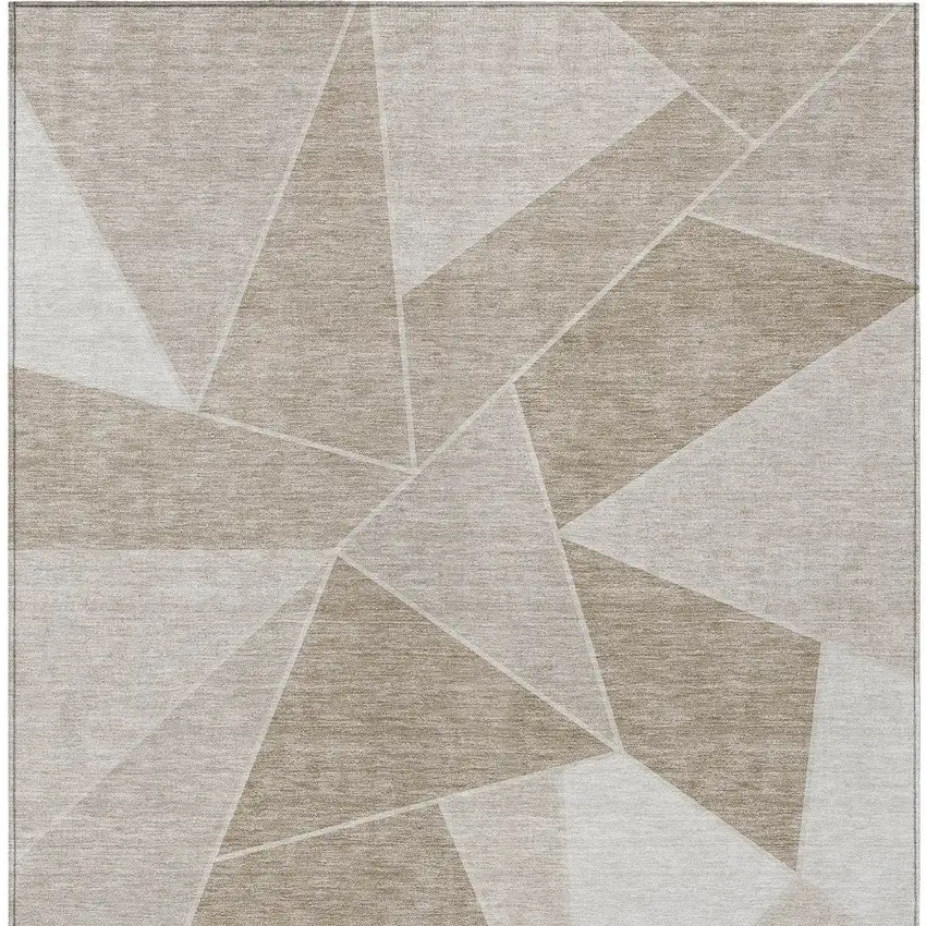 Taupe Brown And Beige Geometric Washable Indoor Outdoor Area Rug Photo 7