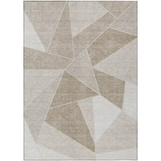 Taupe Brown And Beige Geometric Washable Indoor Outdoor Area Rug Photo 2