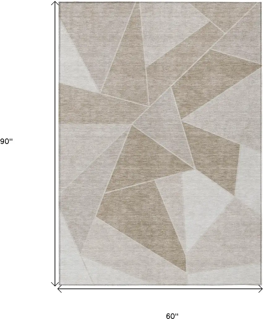 Taupe Brown And Beige Geometric Washable Indoor Outdoor Area Rug Photo 9