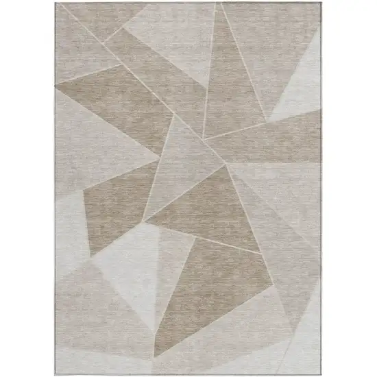 Taupe Brown And Beige Geometric Washable Indoor Outdoor Area Rug Photo 5
