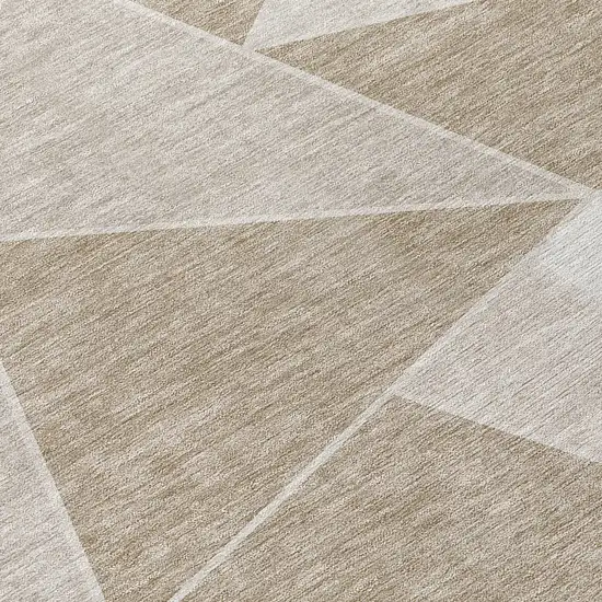 Taupe Brown And Beige Geometric Washable Indoor Outdoor Area Rug Photo 5