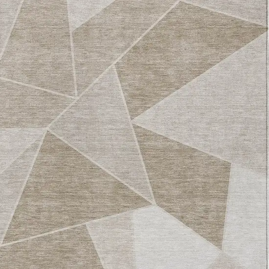 Taupe Brown And Beige Geometric Washable Indoor Outdoor Area Rug Photo 6