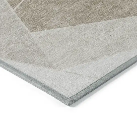 Taupe Brown And Beige Geometric Washable Indoor Outdoor Area Rug Photo 3