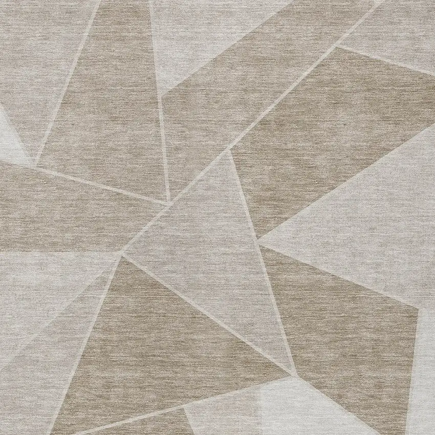 Taupe Brown And Beige Geometric Washable Indoor Outdoor Area Rug Photo 5