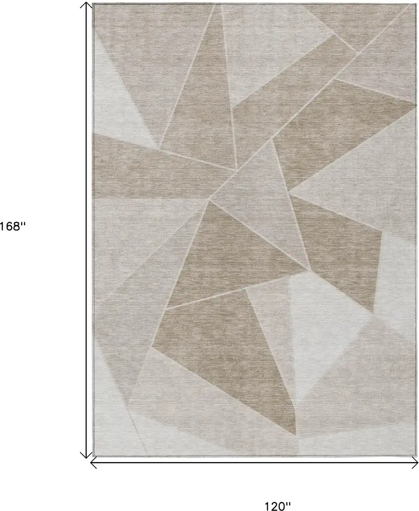 Taupe Brown And Beige Geometric Washable Indoor Outdoor Area Rug Photo 3