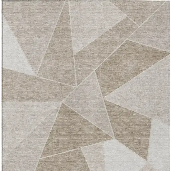 Taupe Brown And Beige Geometric Washable Indoor Outdoor Area Rug Photo 6