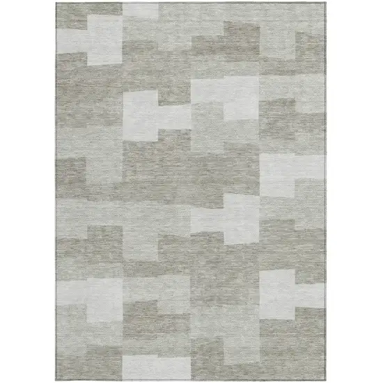Taupe Brown And Beige Geometric Washable Indoor Outdoor Area Rug Photo 6