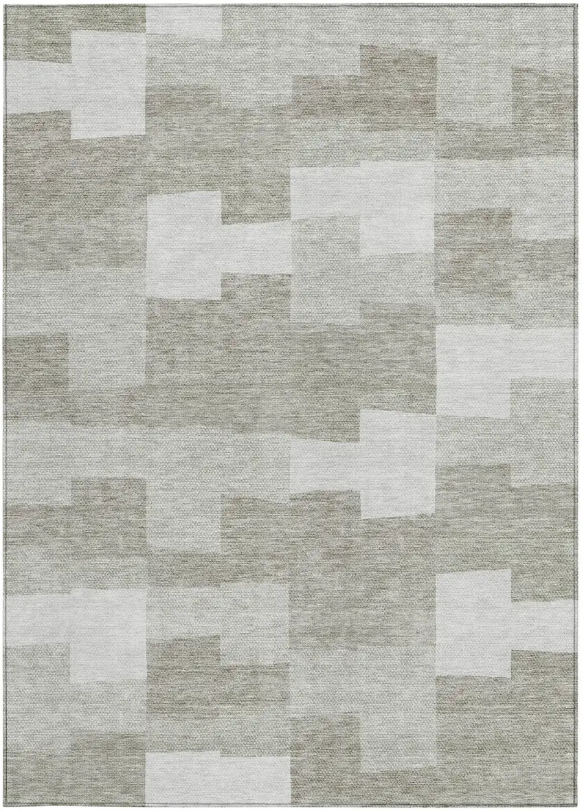 Taupe Brown And Beige Geometric Washable Indoor Outdoor Area Rug Photo 6