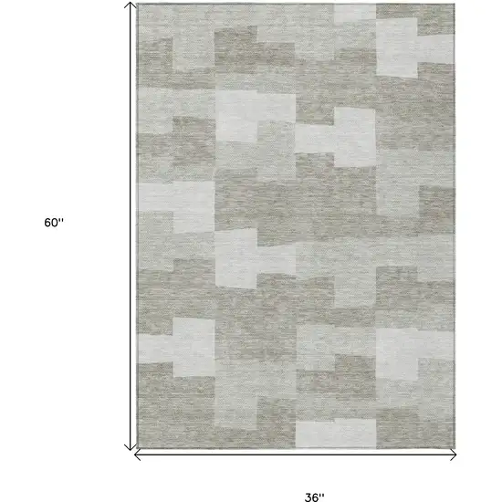 Taupe Brown And Beige Geometric Washable Indoor Outdoor Area Rug Photo 3