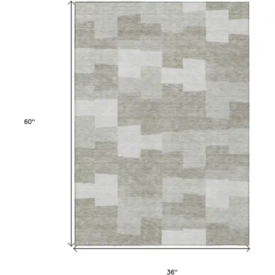 Taupe Brown And Beige Geometric Washable Indoor Outdoor Area Rug Photo 3