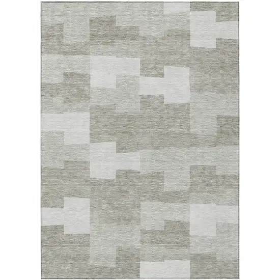Taupe Brown And Beige Geometric Washable Indoor Outdoor Area Rug Photo 2
