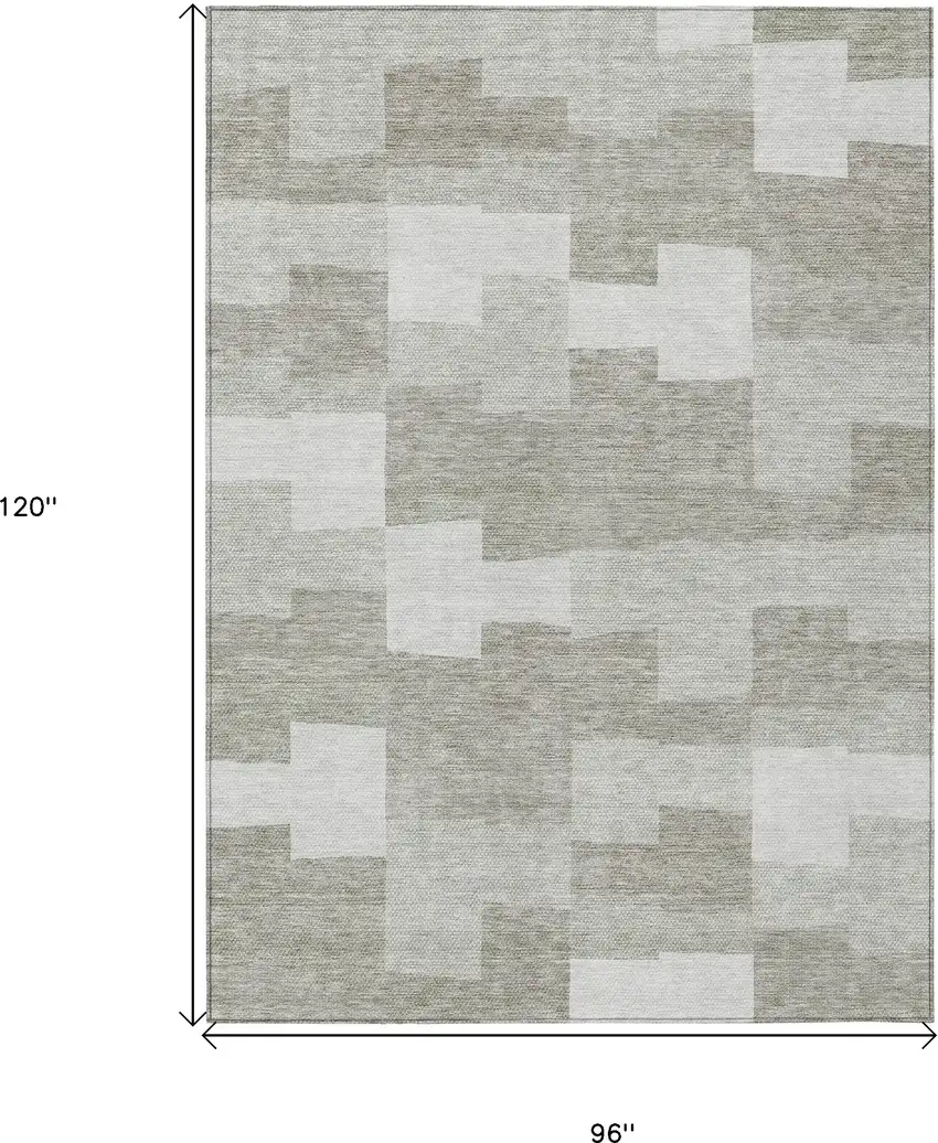 Taupe Brown And Beige Geometric Washable Indoor Outdoor Area Rug Photo 3