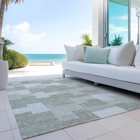 Taupe Brown And Beige Geometric Washable Indoor Outdoor Area Rug Photo 9