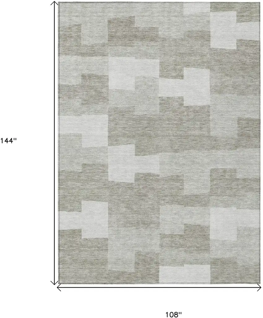 Taupe Brown And Beige Geometric Washable Indoor Outdoor Area Rug Photo 3