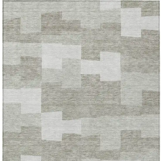 Taupe Brown And Beige Geometric Washable Indoor Outdoor Area Rug Photo 5