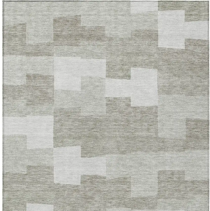 Taupe Brown And Beige Geometric Washable Indoor Outdoor Area Rug Photo 5