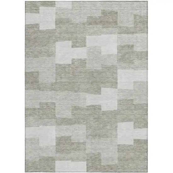 Taupe Brown And Beige Geometric Washable Indoor Outdoor Area Rug Photo 6