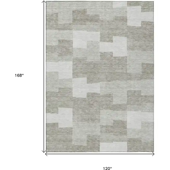 Taupe Brown And Beige Geometric Washable Indoor Outdoor Area Rug Photo 3