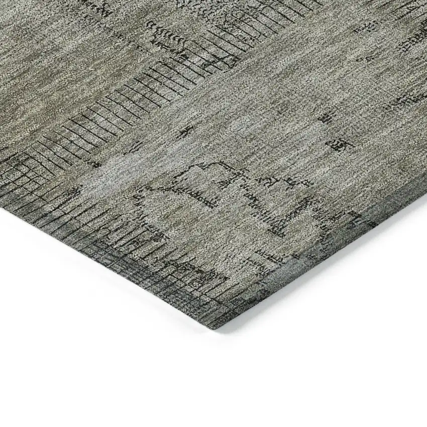 Taupe Brown And Beige Patchwork Washable Indoor Outdoor Area Rug Photo 4