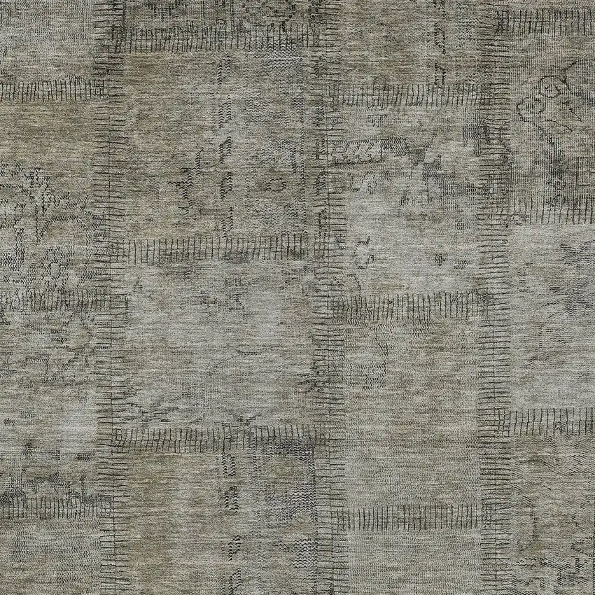 Taupe Brown And Beige Patchwork Washable Indoor Outdoor Area Rug Photo 5