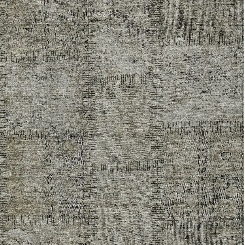 Taupe Brown And Beige Patchwork Washable Indoor Outdoor Area Rug Photo 4