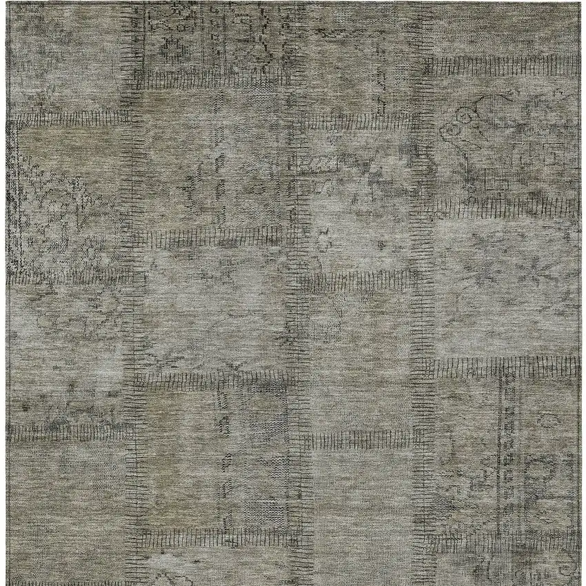 Taupe Brown And Beige Patchwork Washable Indoor Outdoor Area Rug Photo 3