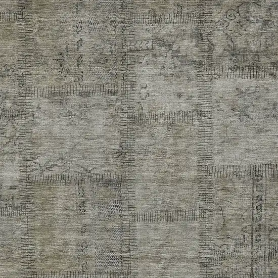 Taupe Brown And Beige Patchwork Washable Indoor Outdoor Area Rug Photo 8