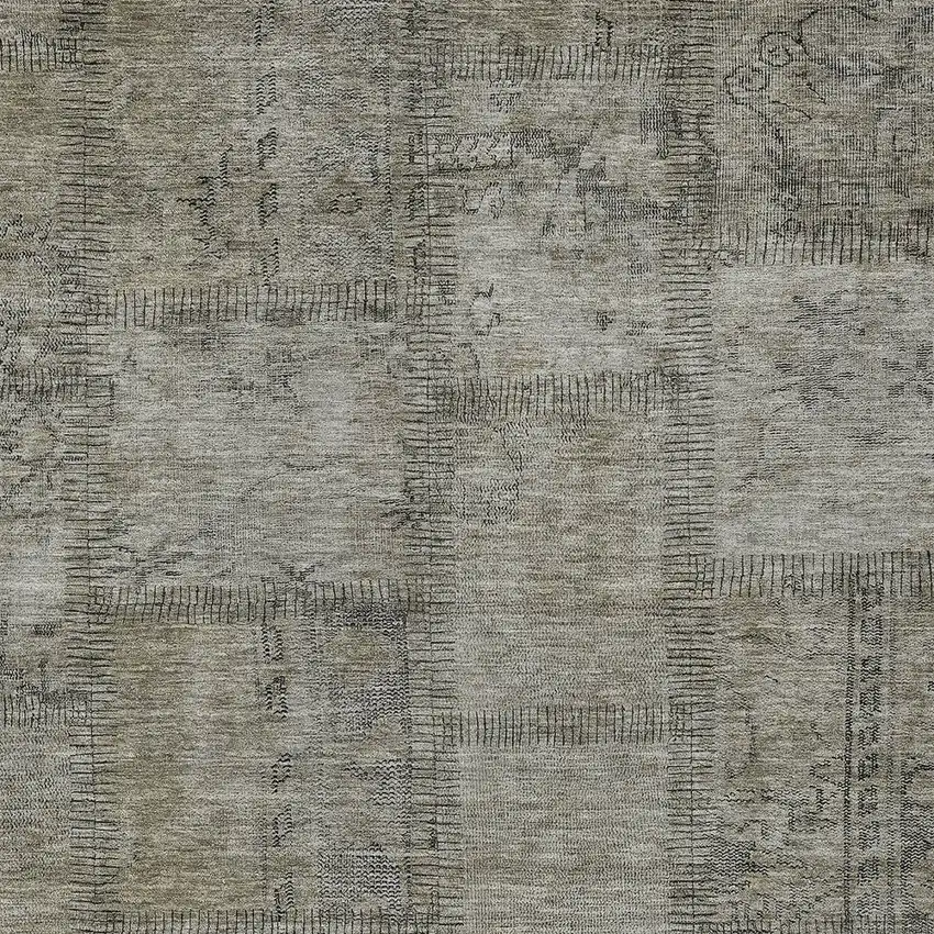 Taupe Brown And Beige Patchwork Washable Indoor Outdoor Area Rug Photo 8