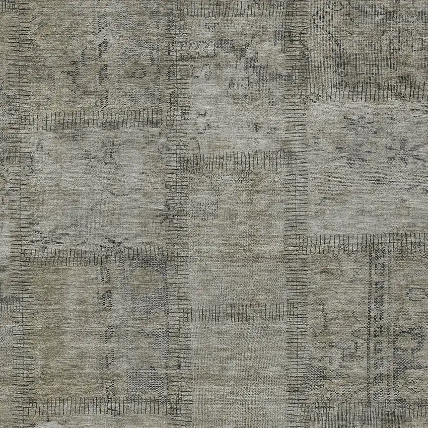 Taupe Brown And Beige Patchwork Washable Indoor Outdoor Area Rug Photo 9