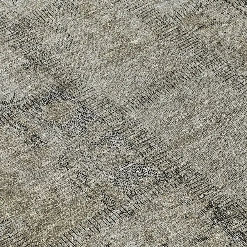 Taupe Brown And Beige Patchwork Washable Indoor Outdoor Area Rug Photo 9