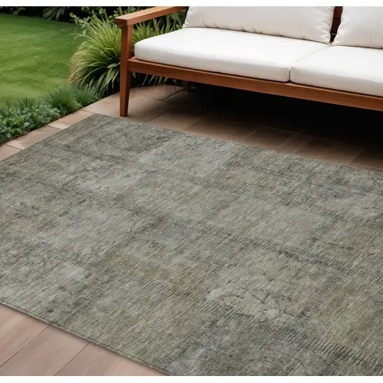 Taupe Brown And Beige Patchwork Washable Indoor Outdoor Area Rug Photo 1