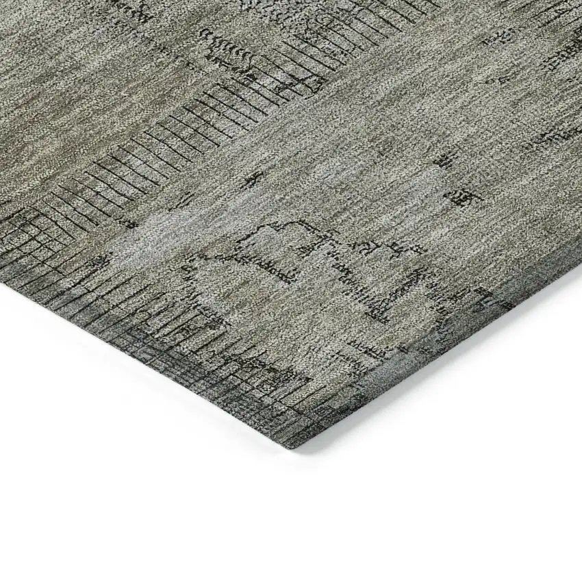 Taupe Brown And Beige Patchwork Washable Indoor Outdoor Area Rug Photo 4