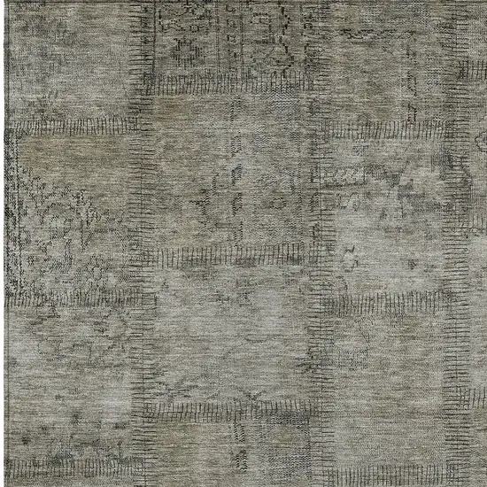 Taupe Brown And Beige Patchwork Washable Indoor Outdoor Area Rug Photo 5