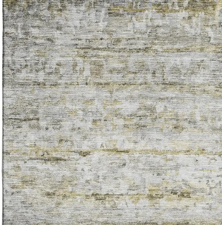 Taupe Brown And Beige Striped Washable Area Rug With UV Protection Photo 3