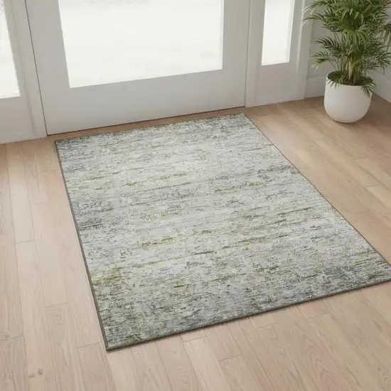 Taupe Brown And Beige Striped Washable Area Rug With UV Protection Photo 2