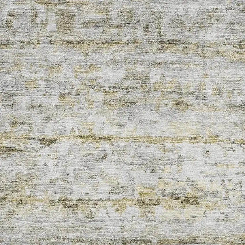 Taupe Brown And Beige Striped Washable Area Rug With UV Protection Photo 2