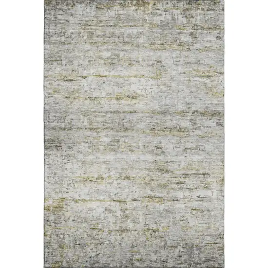 Taupe Brown And Beige Striped Washable Area Rug With UV Protection Photo 1