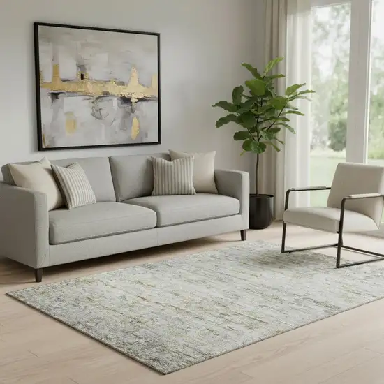 Taupe Brown And Beige Striped Washable Area Rug With UV Protection Photo 2