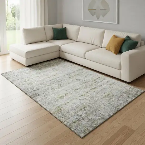 Taupe Brown And Beige Striped Washable Area Rug With UV Protection Photo 2