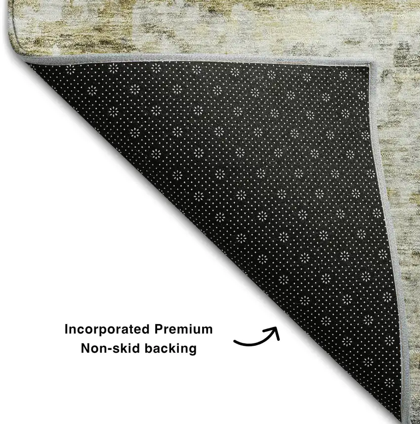 Taupe Brown And Beige Striped Washable Area Rug With UV Protection Photo 6