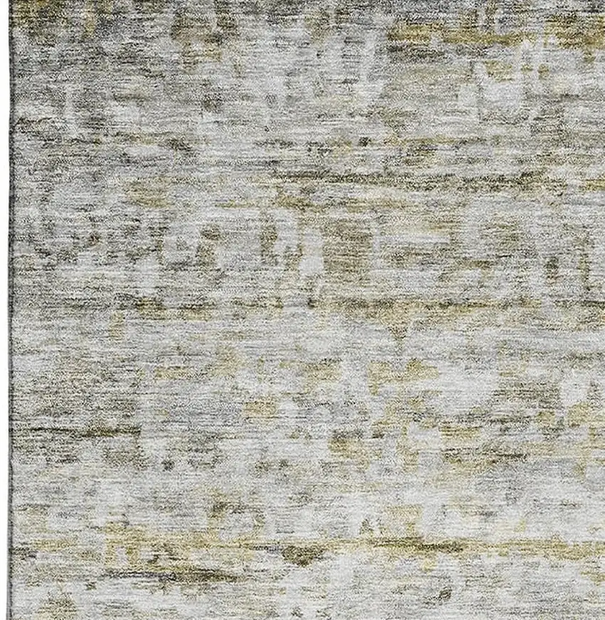 Taupe Brown And Beige Striped Washable Area Rug With UV Protection Photo 2