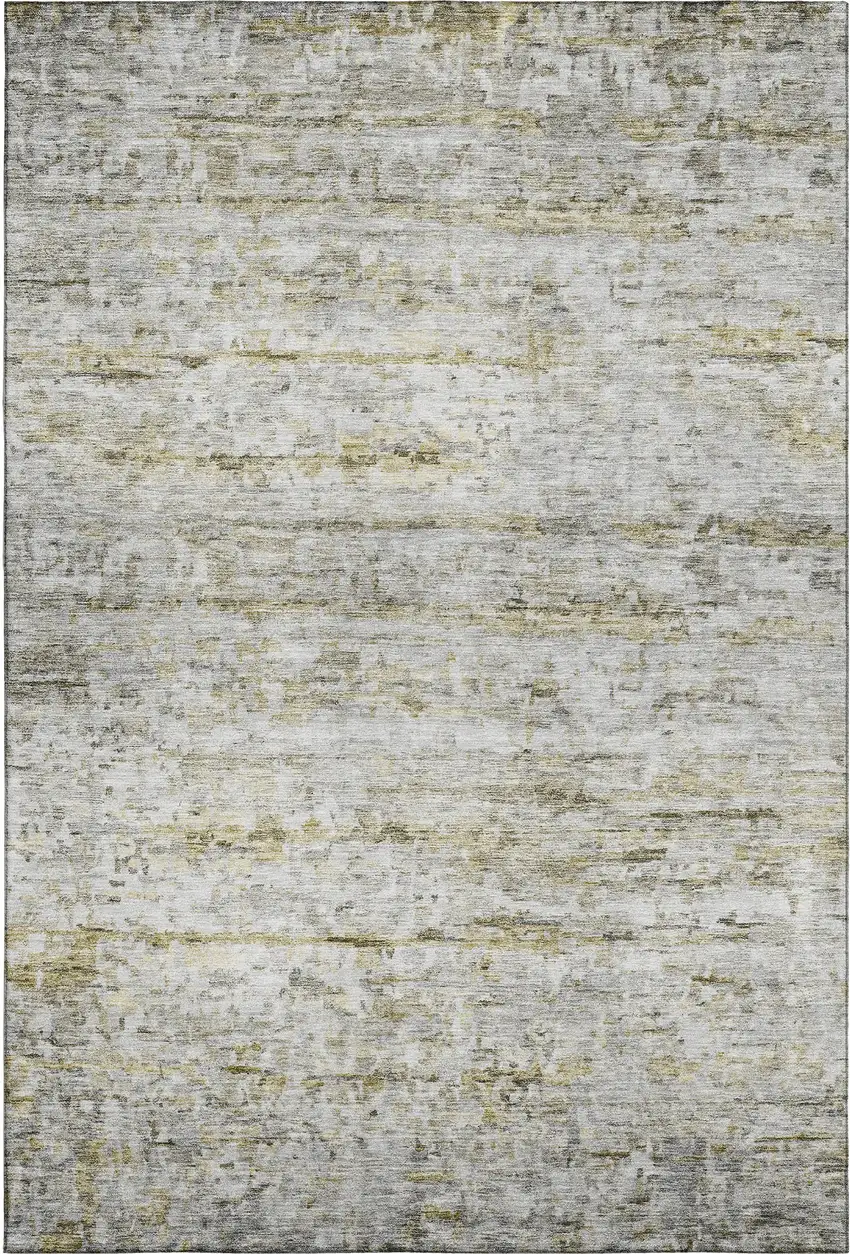 Taupe Brown And Beige Striped Washable Area Rug With UV Protection Photo 1